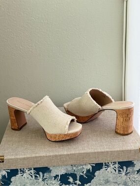 Pelle Moda Natural Linen Cork Platform Mule